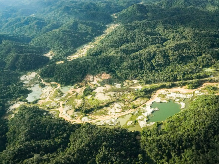 Vista aérea de terra indígena na Amazônia brasileira — objeto do Programa de Consolidação da Posse Indígena